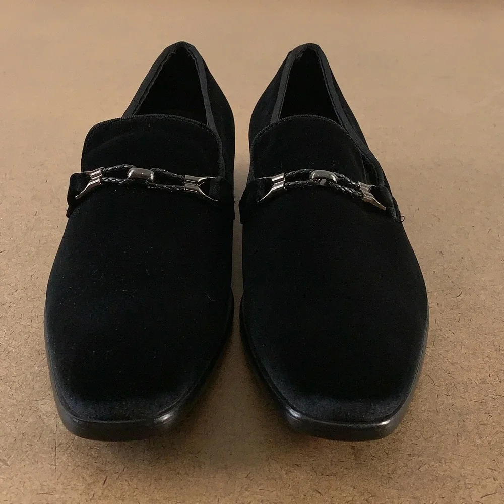 Amali Aller Men's Size 9.5 Black Tuxedo Velvet Slip On Dress Shoes New